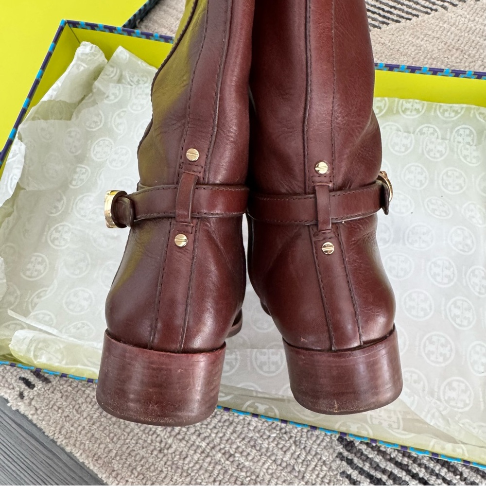 Tory Burch Chestnut Leather Knee-High Boots - Picture 8 of 16
